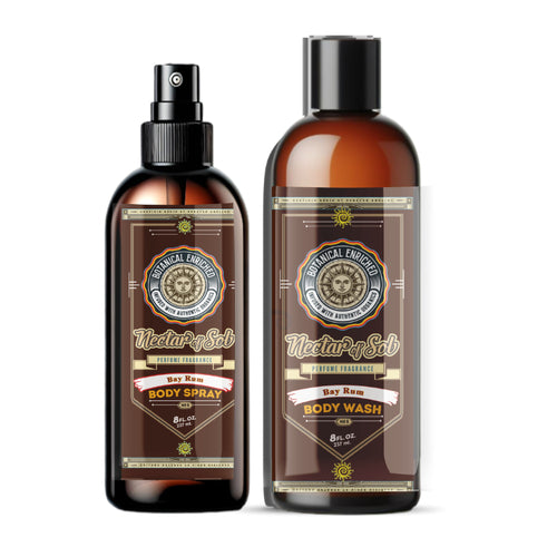 Nectar of Sol Body Spray & Body Wash Gift Set Bay Rum Fragrance